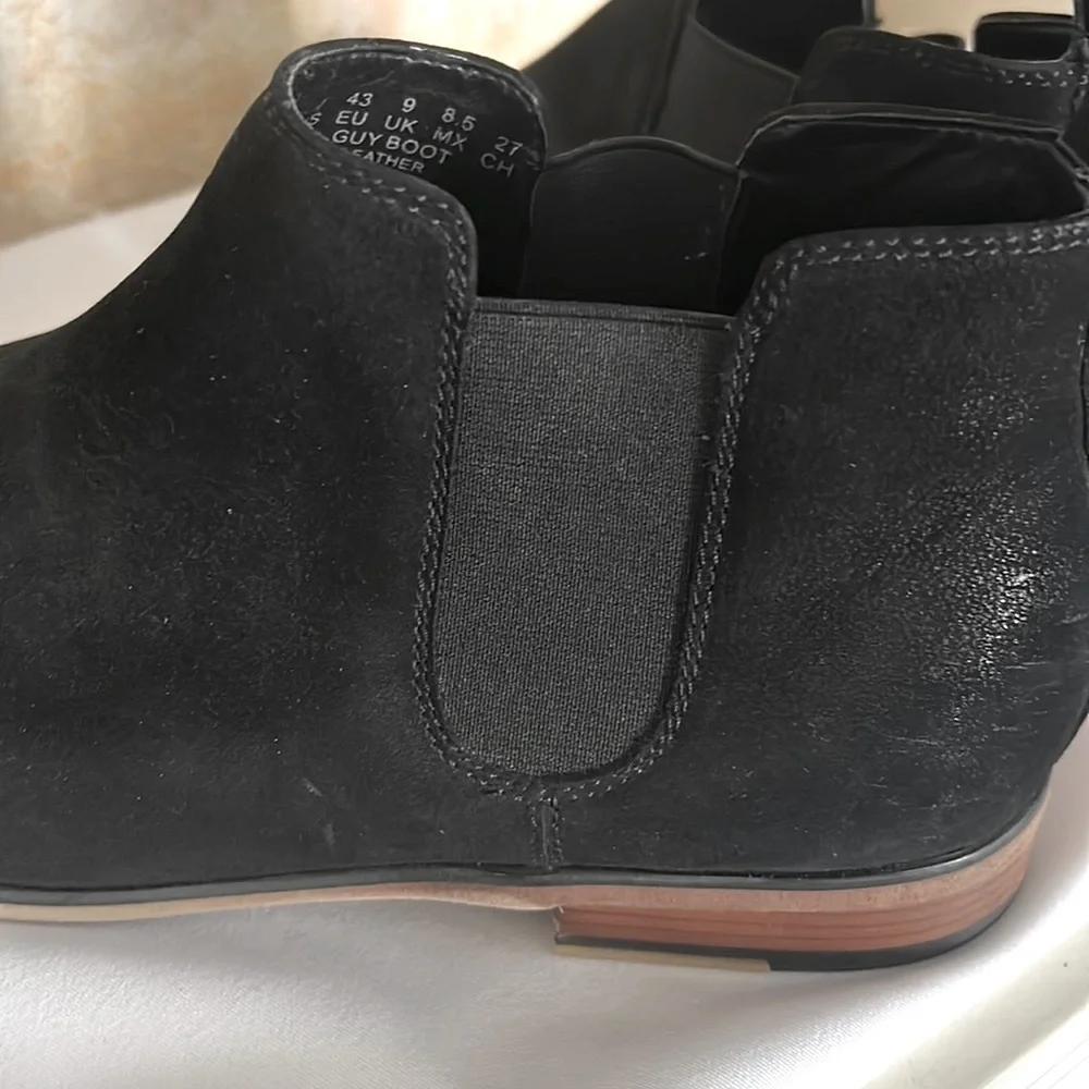 Kenneth Cole Mens Chelsea Black Boot Leather Festival Casual Distressed Size 10
